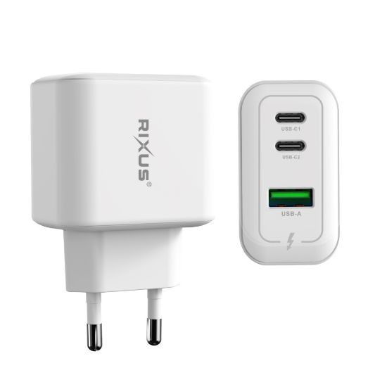 Bild von Rixus RXHC67 67W GaN Multi Port Power Adapter White