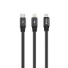 Bild von Rixus RXUC25 Multi Charging 3 In 1 Retractable Fast Charger Cable 110CM Black